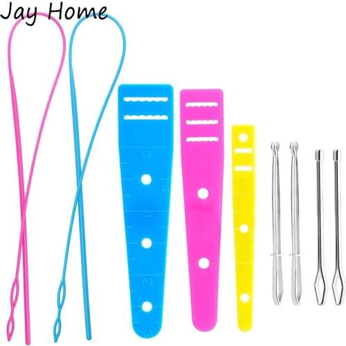7PCS Threader Drawstring Threader Set Loop Turner Hook & Plastic Drawstring Threader & Metal Tweezers for Sewing Accessories