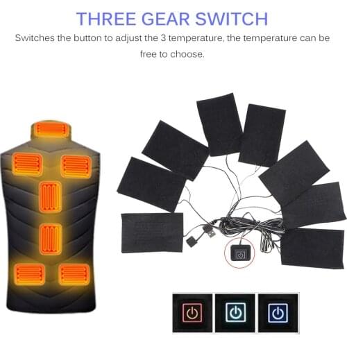 8pieces Of USB Electric Heated Jacket Heating Pad Outdoor Themal Warm Winter Heating Vest Pads For DIY Heated Clothing