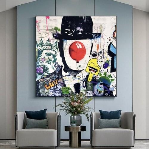 Abstract Portrait Graffiti Art Canvas Painting Gentlemen Balloon Posters and Prints Wall Picture for Room Home Decor Cuadros
