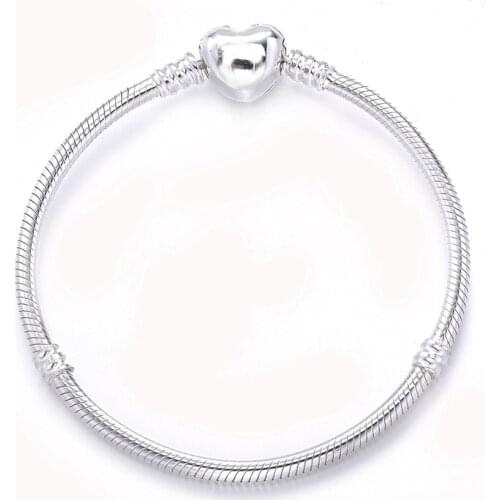 Ajax 100% 925 Silver Snake Chain Clip Clasp Bead Charm Bracelet Fit Women Bracelet Bead Charms DIY Jewelry