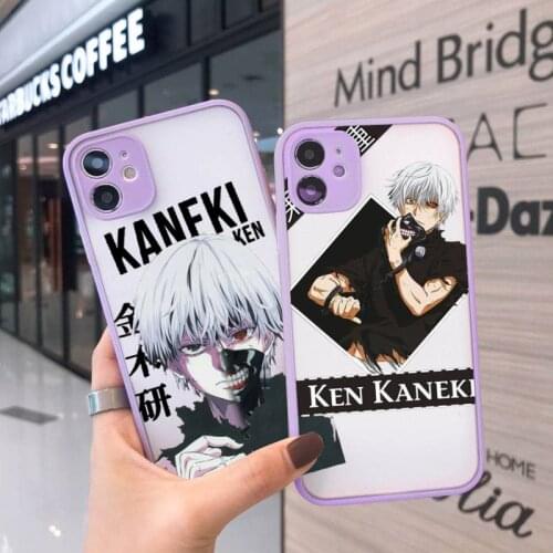 Anime Tokyo Ghouls terror horror Phone Case For iPhone 12 11 Mini Pro XR XS Max 7 8 Plus X Matte transparent Purple Cover