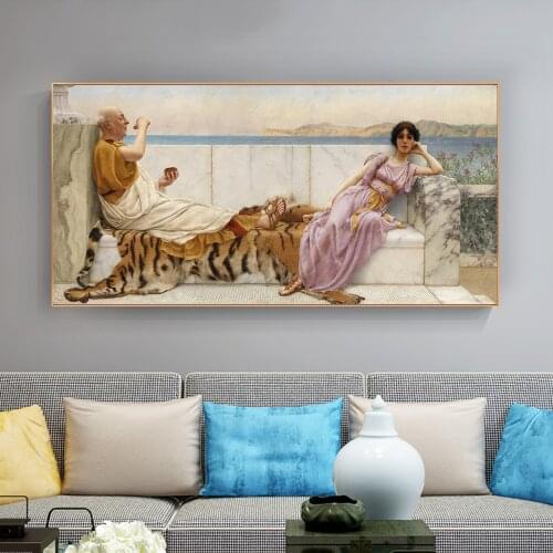 Citon John William Godward《Eighty and Eighteen》Canvas Oil Painting Artwork Poster Picture Wall Decor Home Living room Decoration