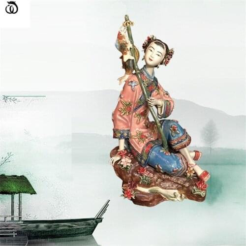 WU CHEN LONG Chinese Ancient Doll Classical Beautiful Women Statue Lady Arts Sculpture Ceramics Crafts Home Decorations R7039