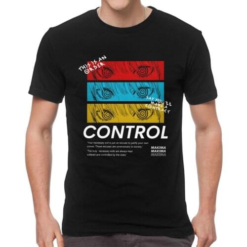 Control Makima T-shirt Men Streetwear T Shirt Short Sleeve Chainsaw Man Japanese Manga Anime Denji Tshirt Cotton Tee Top Clothes