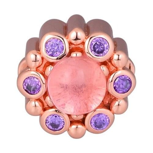 Heraldic Radiance Charm Beads for Jewelry Making Pink & Purple CZ Crystal Beads for Charms Bracelets Rose Golden Jewelry Women