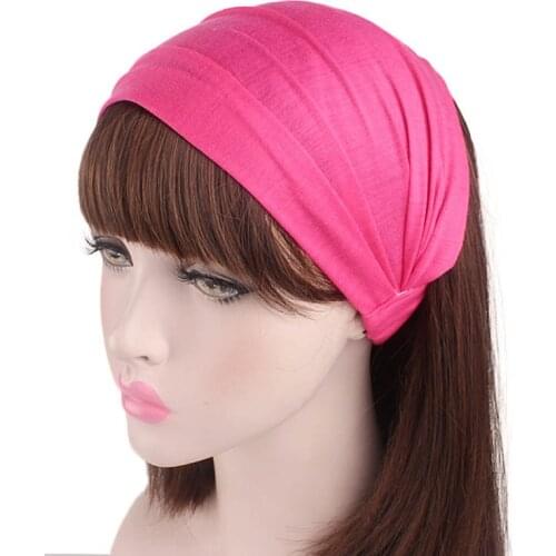 Haimeikang Wholesale new autumn red rose diamante Solid color Turban Head Wraps Hijab Head Scarf bandanas for women