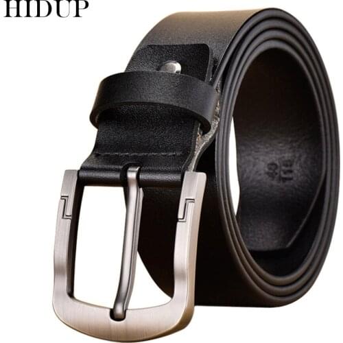 HIDUP New Brand Name High Quality Real Cowhide Belts Men Retro Style Genuine Leather Belt 3.8cm Casual Jeans Accessories NWJ827