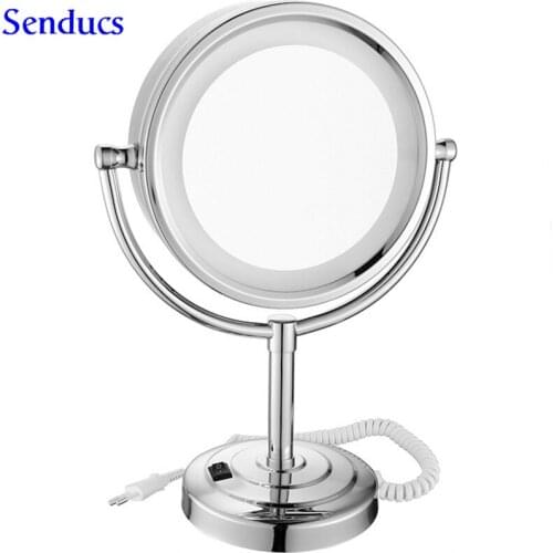 Senducs Led Chrome Bath Mirror 3x Maynifying Mirror With Quality Brass Bathroom Mirror Deck 8.5 Inch Bathroom Beauty Mirrors