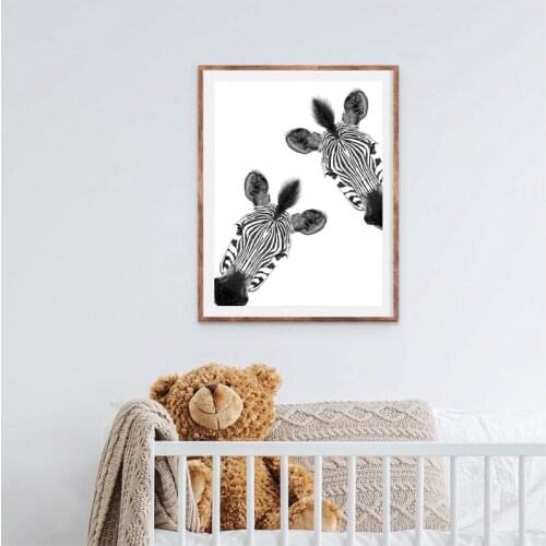 ZEBRA Drawing Art Canvas Painting Picture Nursery Wall Art Decor Safari Animals Curious Zebra Poster Print Kids Room Decoration