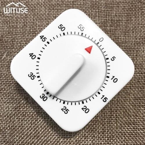 Kitchen Cooking Timer Countdown Timer Alarm Mechanical Timer Baking BBQ Timer Alarm Clock Kitchen Cooking Tool White Square