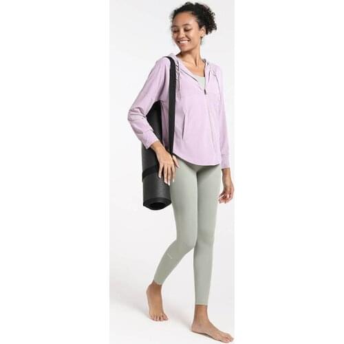 Zip Up Yoga Jacket Crop Top Women Long Sleeve Loose Hoodie Sport Gym Running Shirt Training Workout Tank Tops Fitness Shirts