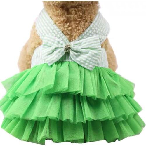 New Dog Clothes Stripe Lace Skirt Dress Spring Summer Pet Gauze Skirt For Small Medium Dog Cat Pet Clothing Costume Pet Supplies