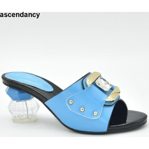 Latest Italian Women Party Shoes Slip on Clear Rhinestone Heels High Heels Sexy Ladies Plus Size Women Shoes 43 Open Toe Pumps