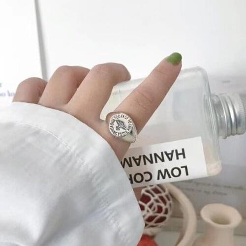 New Open Ring Female Retro Thai Silver Fashion Trendy Index Finger Saturn Letter Ring Jewelry