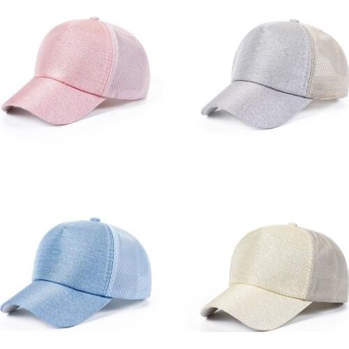 New Summer Mesh Baby Baseball Cap Baby Girls Hats Cute Glitter Sequin Kids Cap Children Girls Sun Hats