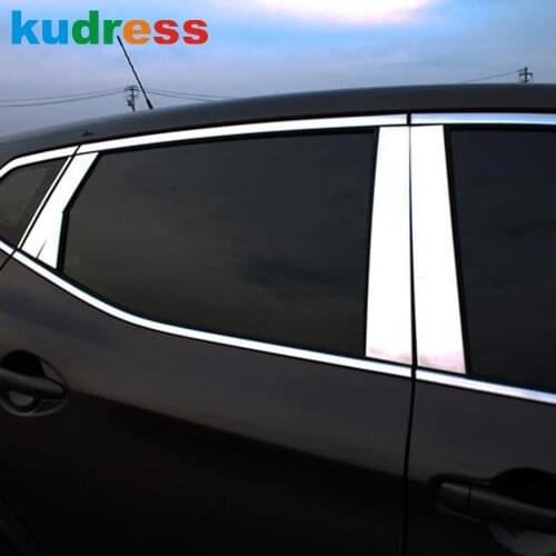 For Nissan Qashqai Rogue Sport 2014 2015 2016 2017 2018 2019 Stainless Steel Window Center Pillar Cover Trim Strip Car Styling