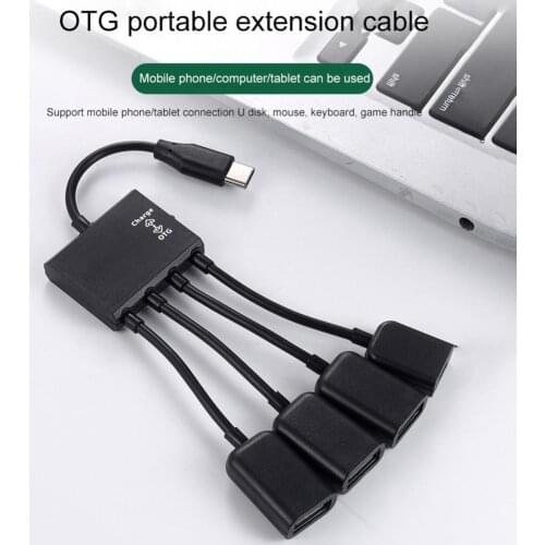 Type-c to USB Converter Adapter Cable 1 to 4 Micro-USB Data Transmission Splitter OTG Adapter for Mobile Phone