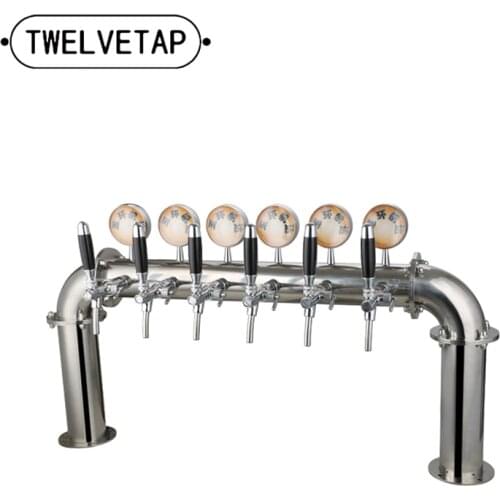 TWELVETAP U Shape 6 lines Big Beer Column Stainless Steel Tower With 6 Taps Led Light beer Medallion Drink Filling Brewing U6
