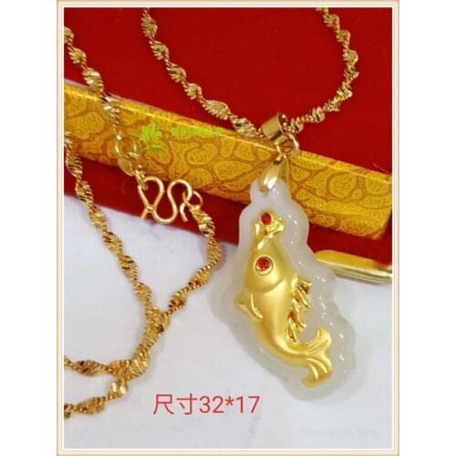 24K and Tian Jin jade pendant
