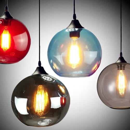 Nordic Modern hanging loft 7 Color Glass lustre Pendant Lamp industrial decor Lights Fixtures E27/E26 for Kitchen Restaurant