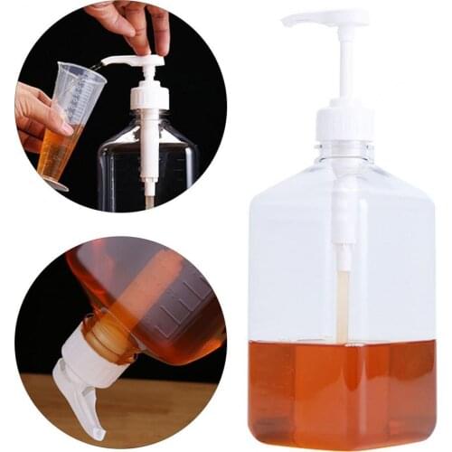 1600ml Transparent Double Scale Pump Bottle Sanitary Coffee Syrup Graduated Bottle for Kitchen
