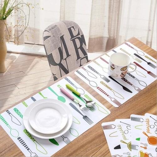 PVC Dining Table Pad Heat Resistant Placemat Tray Spoon Pad Drink Glass Coaster PVC Table Mat Insulation Waterproof