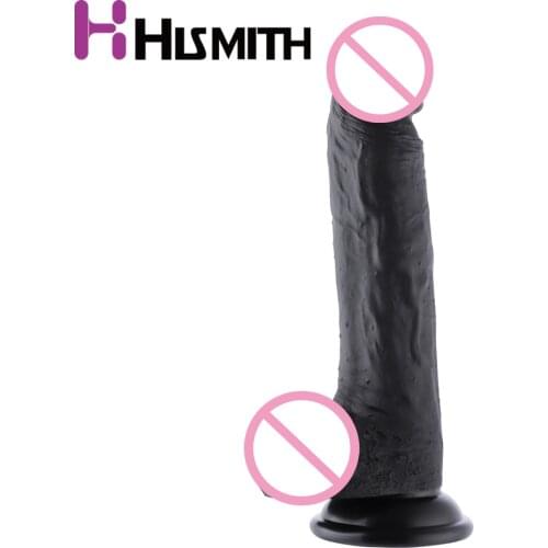 Hismith realistic dildo With suction cup sex machine accessories Flexible Black Dildo KlicLok Connector sex toys Silicone dildos
