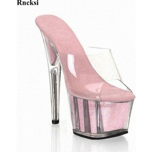 Rncksi New Crystal Core Slippers 15 Ultra High Thin Heels Shoes Club Women Shoes Pointed Toe Transparent High Heels Pumps