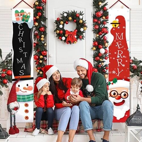Christmas Door Decorations Couplet Outdoor Hanging Banner Party Decoration Curtain Couplet Xmas Front Door Flag Festival Supply