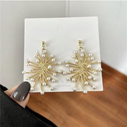 European And American Fashion Exaggerated Personality Pearl Earrings Cold Wind Fireworks Stud Earrings Women Jewelry Wholesale