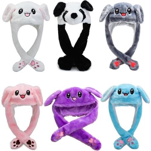 Bunny Ears Hat Winter Womens Hats for Kids/Teens/Men Wool Beanie 2021 Spring Bonnet Rabbit Hat with Earflaps Beany Female Muts