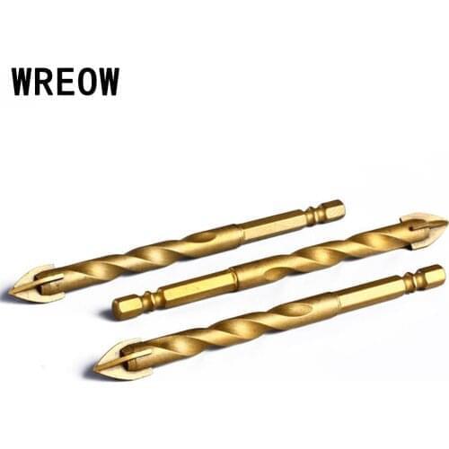 1Pc Hex Shank Titanium Tungsten Drill Bit Carbide Tile Glass Cross Spear Head Drilling Cutter Tool 6mm 8mm 10mm 12mm Gold Drill