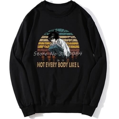 Vintage L Death Note Hoodie Manga Anime Light Yagami Spring Autumn Men Pullover Sweatshirts Harajuku Streetwear