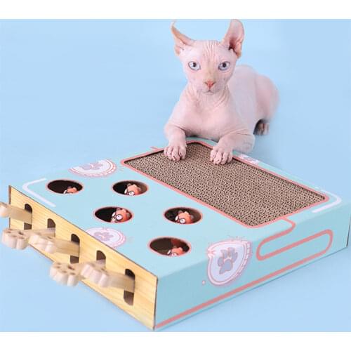 Cat Hitting Hamster Toys 5-holes Cat Toy Pet Cats Interactive Toys for Cat Hunt Gophers Kitten Scratch Board Pad Cat Accessories