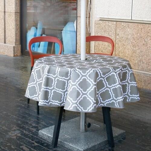 MLGB 59 Inch Outdoor Tablecloth Waterproof Spillproof Table Cover with Zipper Umbrella Hole for Patio Garden Tabletop Decor