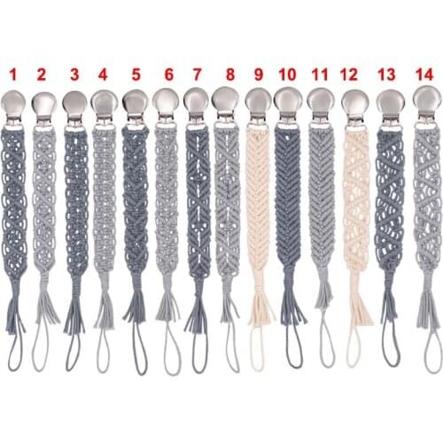 Vintage Simple Crochet Pacifier Clip Baby Cotton Tassel Pacifier Chain for Newborn Teething Soother Chew Dummy Clips hand made