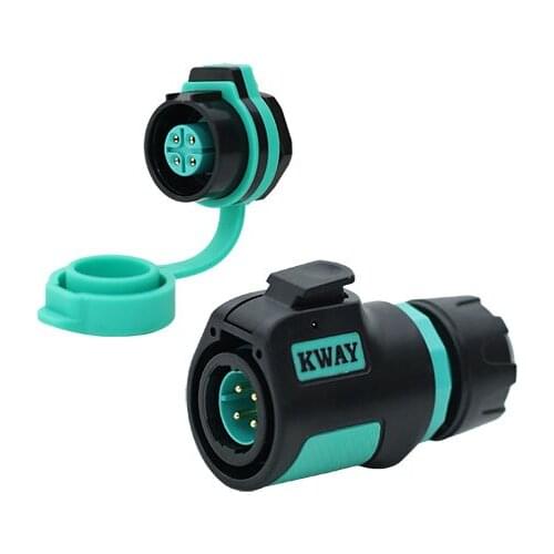 KWAY K20 Waterproof Cable Power Electrical 4Pin Connector M20 Cable IP68 AC/DC Male Plug Female Socket Display Lighting Moto Car