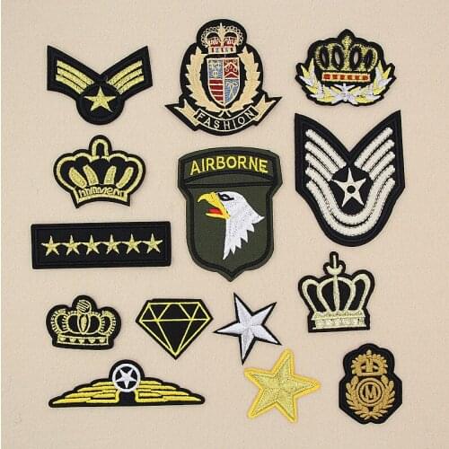 GUGUTREE embroidery army patches Epaulet patches badges applique patches for clothing XW-19