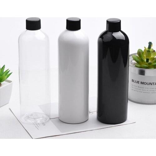 12pcs 400ml empty plastic black PET bottle with dispensing cap for cosmetic packaging, lotion containers with screw lid