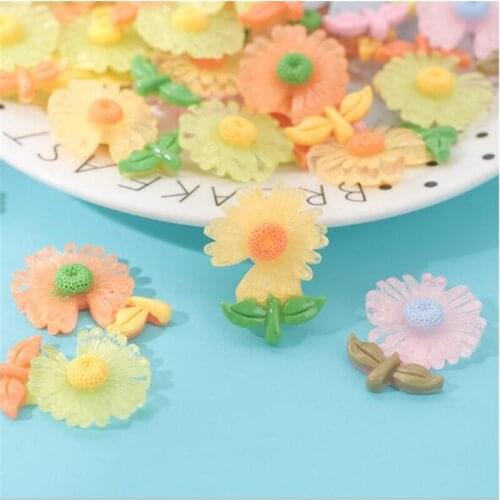20pcs/lot new resin flower beads connectors for diy children hair clip Hairpin phone case jewelry making accessories material