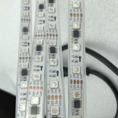 4wires(with returned signal) 5m DC12V 60leds/m 20pcs ws2811 ic/meter(20pixels) led digital strip;IP68;waterproof in silicon tube