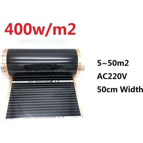 5~50m2 Infrared 400w/m2 Carbon Heating Film AC220V Underfloor Mat Home Heater