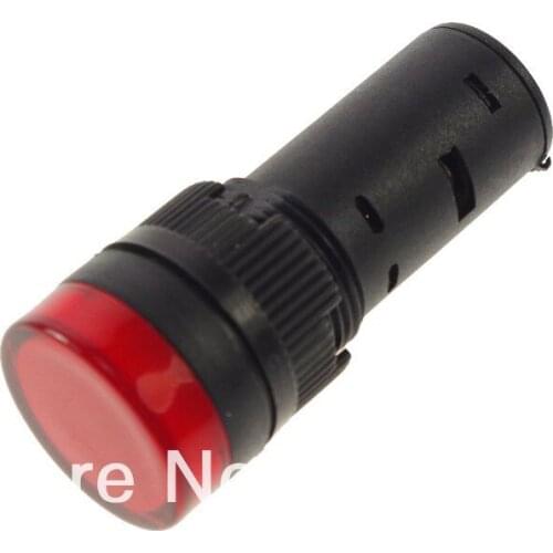 5pcs Red 220VAC 16mm Mount LED Power Indicator Signal Light 45mm Height