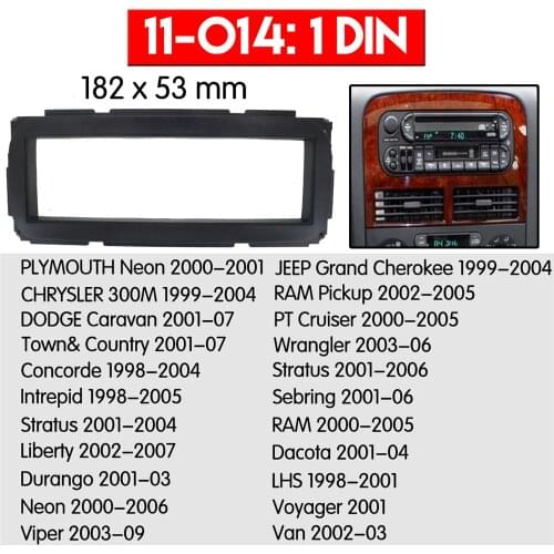 1 din car radio stereo face fascia facia surround trim Kit for CHRYSLER/JEEP/ DODGE/PLYMOUTH 11-014