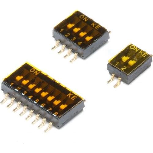 Free shipping 10pc SMT Toggle Switch 2 4 8 way Black Snap Switches switch 1.27mm SMD