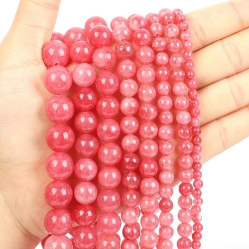 Natural Stone Beads Strawberry Crystal Agate Round Loose Beads for Jewelry Making Needlework Bracelet DIY 4-12 MM