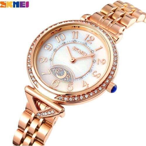 Rose gold luxury women quartz watches skmei top brand elegant style creativity dial wristwatch women watch fashion ladies montre