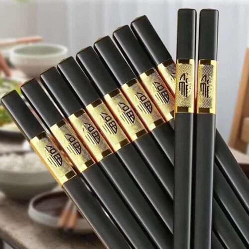 10 Pair Chinese style chopsticks tableware food stick alloy Catering utensils sushi sticks Non-slip Household Kitchen Utensils