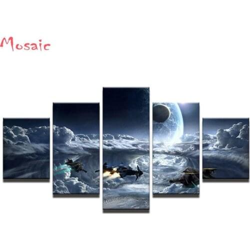 DIY 5D Diamond Embroidery Diamond Mosaic Picture 5 Pieces Spacecraft Landscape Rhinestones Diamond Painting Cross Stitch Kit