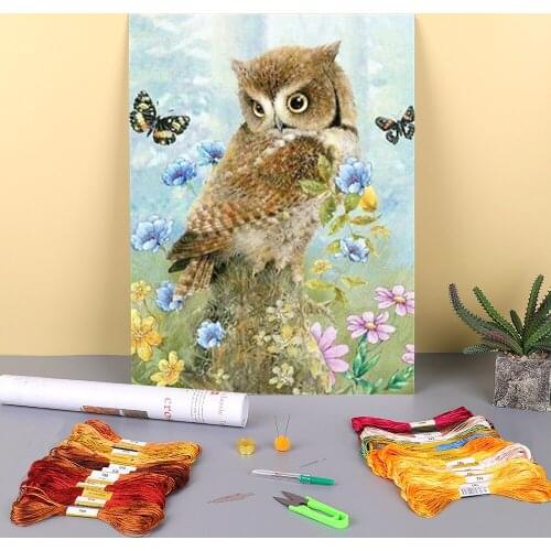 Animal Butterfly Flower Printed Canvas 11CT Cross-Stitch DIY Embroidery Kit DMC Threads work Craft Handicraft Knitting Floss
